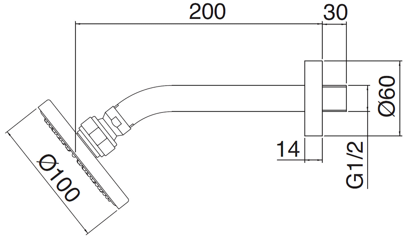 Rubinetterie Treemme X-CHANGE_mono Soffione Doccia A Parete Tondo In Abs Diametro 100 mm Anticalcare Con Braccio Doccia 200 mm Materiale Ottone Finitura Cromata