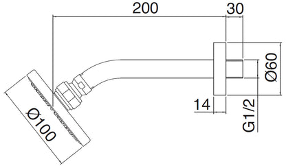 Rubinetterie Treemme X-CHANGE_mono Soffione Doccia A Parete Tondo In Abs Diametro 100 mm Anticalcare Con Braccio Doccia 200 mm Materiale Ottone Finitura Cromata