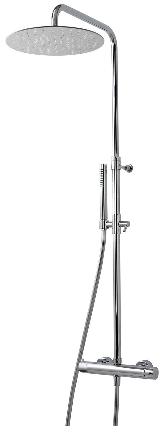 Rubinetterie Treemme X-CHANGE_mono Gruppo Colonna Doccia Attrezzata Multifunzione Miscelatore Meccanico Materiale Ottone Finitura Cromata Con Doccetta E Soffione Anticalcare In Metallo Diametro Ø 300 mm