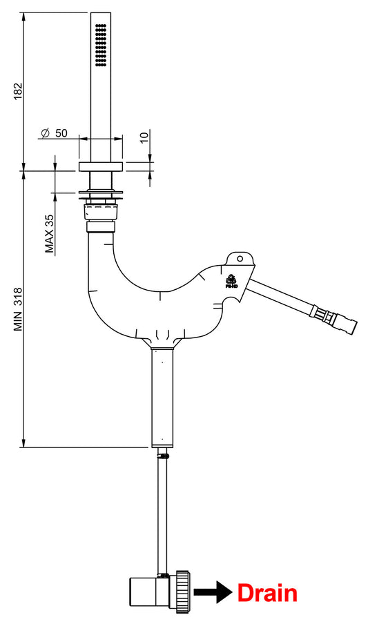 Rubinetterie Treemme X-CHANGE_mono Doccetta Estraibile a Mano Bordo Vasca Ad Appoggio Altezza 182 mm Forma Tonda Stilo Flessibile in PVC 1,5 Metri Materiale Metallo Finitura Cromata Stile Moderno Uscita Acqua a Getto Portata Acqua 8 Litri Al Minuto