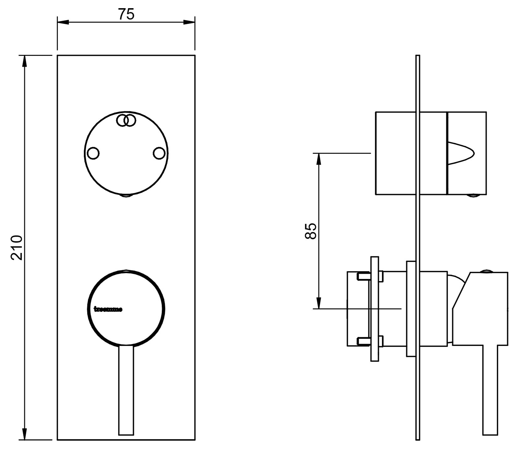 Rubinetterie Treemme X-CHANGE_mono Miscelatore Monocomando Doccia Incasso Con Deviatore 2 Uscite Materiale Ottone Finitura Cromata
