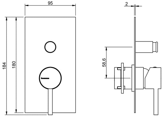 Rubinetterie Treemme X-CHANGE_mono Miscelatore Monocomando Vasca / Doccia Incasso Con Deviatore a 2 Vie Materiale Ottone Finitura Cromata