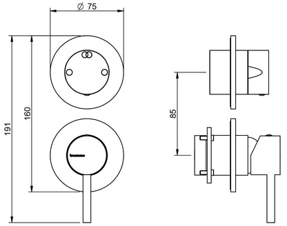 Rubinetterie Treemme X-CHANGE_mono Miscelatore Doccia Incasso A Muro 2 Fori Con Deviatore 2 Vie Monocomando 1 Leva Miscelazione Meccanica Senza Piastra Stile Moderno Parte Interna e Esterna Inclusa Materiale Ottone Finitura Cromata