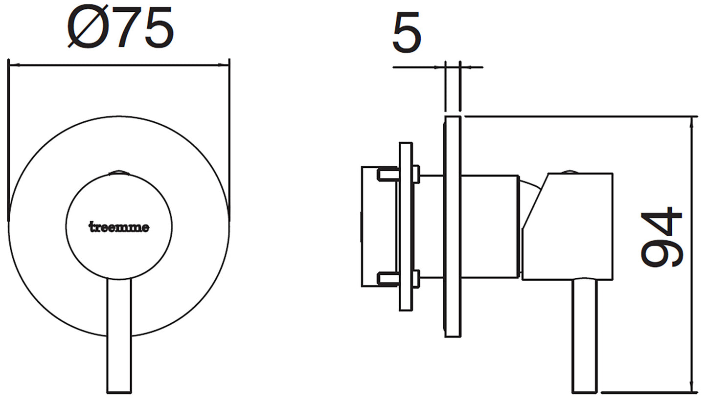 Rubinetterie Treemme X-CHANGE_mono Miscelatore Remoto Lavabo Incasso Parete Forma Tonda Monoforo Monocomando 1 Leva Materiale Ottone Finitura Cromata Stile Moderno Parte Interna Esterna Incluse