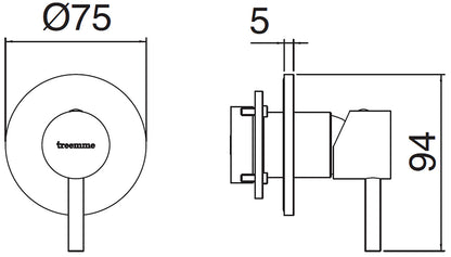 Rubinetterie Treemme X-CHANGE_mono Miscelatore Remoto Lavabo Incasso Parete Forma Tonda Monoforo Monocomando 1 Leva Materiale Ottone Finitura Cromata Stile Moderno Parte Interna Esterna Incluse