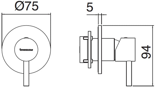 Rubinetterie Treemme X-CHANGE_mono Miscelatore Remoto Lavabo Incasso Parete Forma Tonda Monoforo Monocomando 1 Leva Materiale Ottone Finitura Cromata Stile Moderno Parte Interna Esterna Incluse