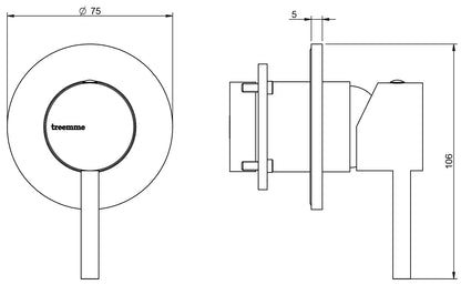 Rubinetterie Treemme X-CHANGE_mono Miscelatore Monocomando Doccia Incasso Materiale Ottone Finitura Cromata