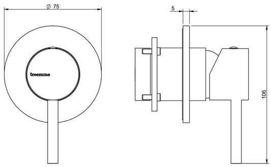 Rubinetterie Treemme X-CHANGE_mono Miscelatore Monocomando Doccia Incasso Materiale Ottone Finitura Cromata