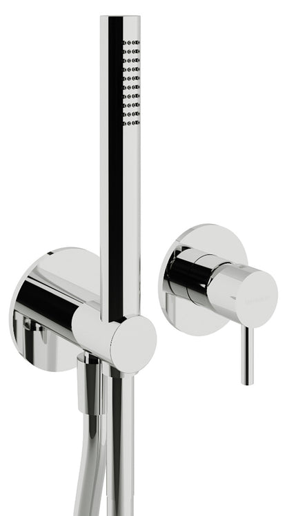 Rubinetterie Treemme X-CHANGE_mono Miscelatore Doccia Meccanico Incasso A Muro Doccetta Metallo Flessibile PVC Parte Interna Esterna Inclusa 2 Fori Senza Piastra Materiale Ottone Finitura Cromata Monocomando 1 Leva Manopoa Stile Moderno