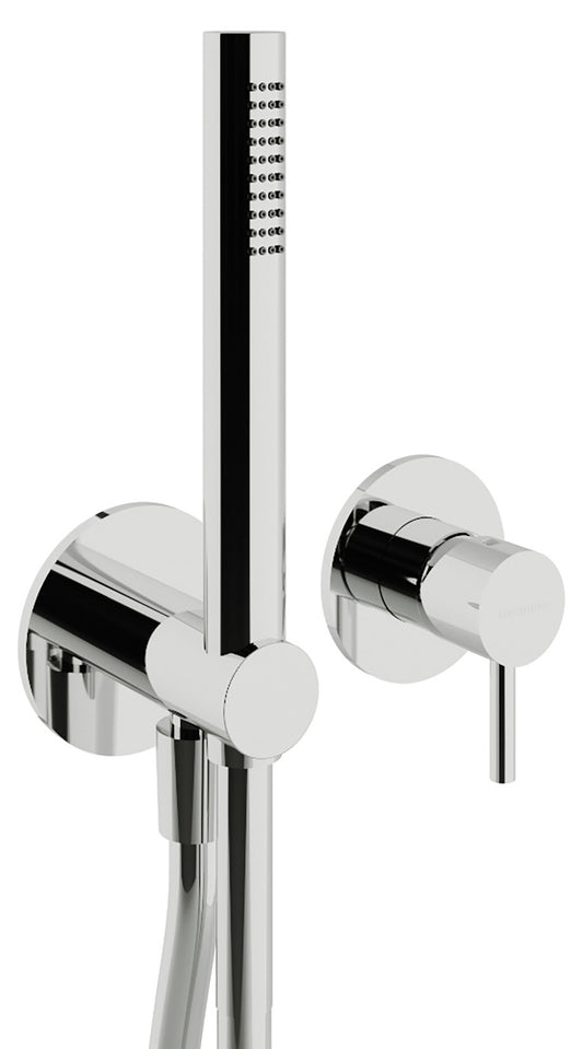 Rubinetterie Treemme X-CHANGE_mono Miscelatore Doccia Meccanico Incasso A Muro Doccetta Metallo Flessibile PVC Parte Interna Esterna Inclusa 2 Fori Senza Piastra Materiale Ottone Finitura Cromata Monocomando 1 Leva Manopoa Stile Moderno