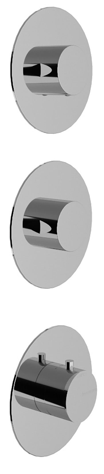 Rubinetterie Treemme X-CHANGE_mono Miscelatore Doccia 2 Uscite Termostatico Incasso A Muro Parte Interna e Esterna Incluse Materiale Ottone Finitura Cromata 3 Fori Monocomando 1 Leva Forma Tonda Stile Moderno Senza Piastra