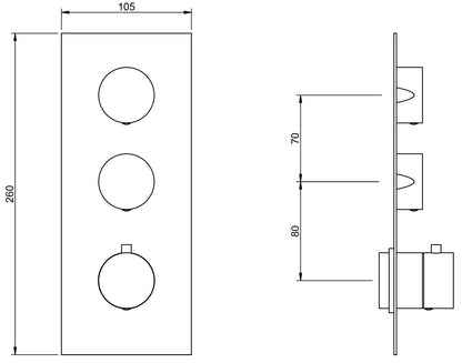 Rubinetterie Treemme X-CHANGE_mono Miscelatore Termostatico Incasso Doccia 2 Uscite Materiale Ottone Finitura Cromata