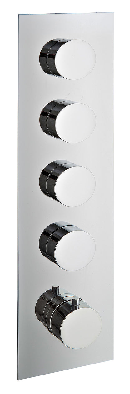 Rubinetterie Treemme X-CHANGE_mono Miscelatore Doccia 4 Uscite Termostatico Incasso A Muro Parte Interna e Esterna Incluse Materiale Ottone Finitura Cromata 5 Fori Monocomando 1 Leva Forma Tonda Stile Moderno Con Piastra