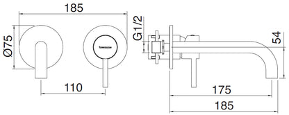 Rubinetterie Treemme X-CHANGE_mono Rubinetto Monocomando Lavabo Incasso 175 mm Senza Piastra Materiale Ottone Finitura Cromata