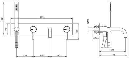 Rubinetterie Treemme X-CHANGE_mono Miscelatore Monocomando Vasca / Doccia Incasso Parete Con Doccetta In Metallo Materiale Ottone Finitura Cromata
