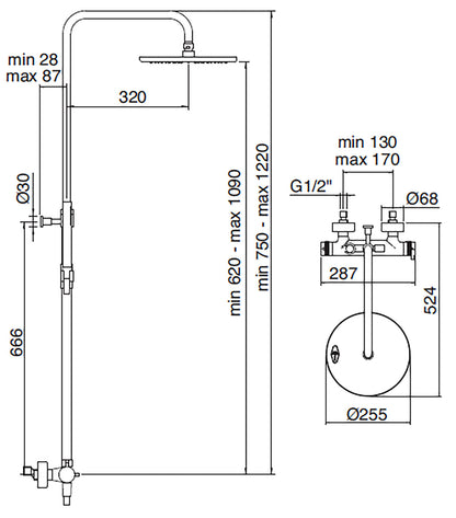 Rubinetterie Treemme X-CHANGE XR Gruppo Colonna Doccia Attrezzata Multifunzione Miscelatore Termostatico Materiale Ottone Finitura Cromata Con Doccetta E Soffione Anticalcare In Metallo