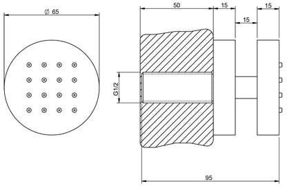 Rubinetterie Treemme X-Change XR Soffione Doccia Laterale A Parete Materiale Metallo Finitura Cromata Tondo Diametro Ø 65 mm