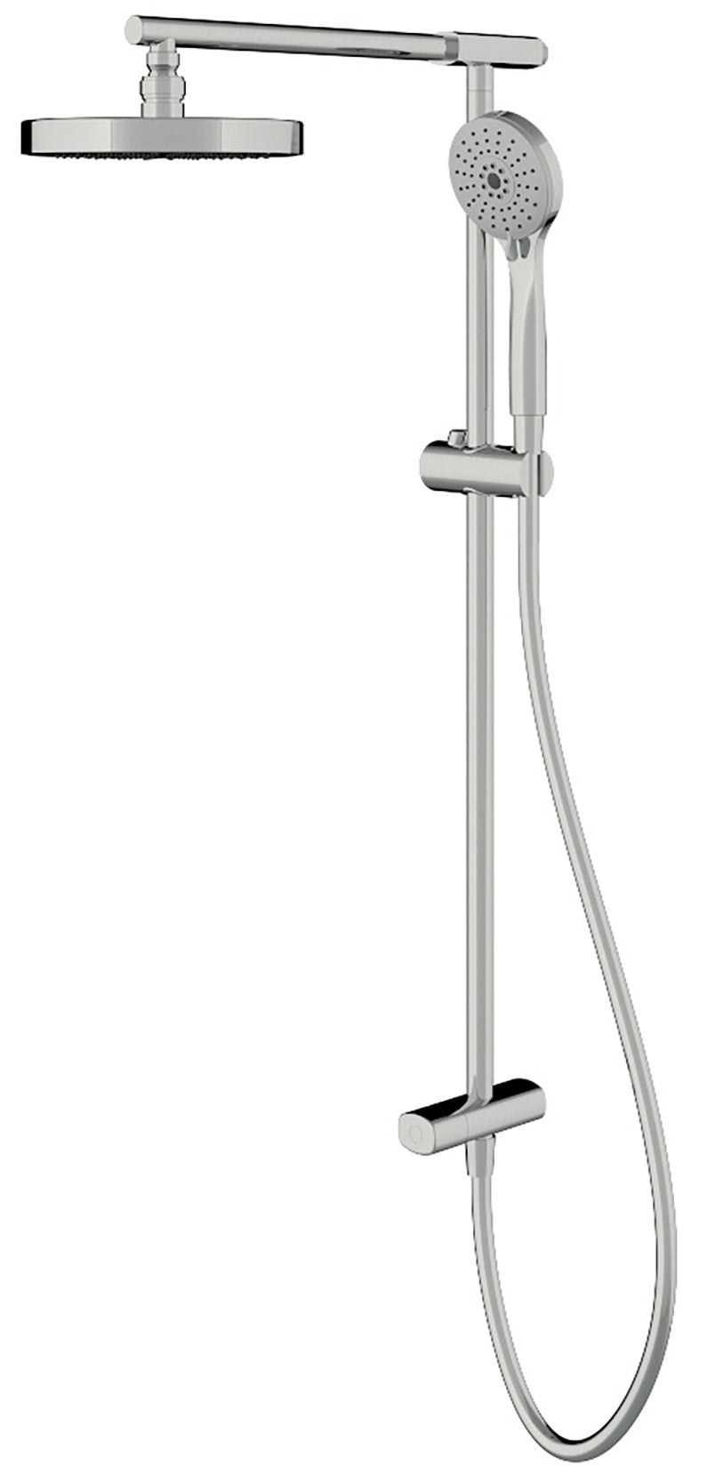 Rubinetterie Treemme 3M Zip IT 6370 CC ZZ ZZ Colonna Gruppo Doccia Multifunzione Con Deviatore Presa Acqua Alta Doccetta Rotonda ABS Flessibile PVC 1,5 Metri Soffione Tondo Ø Diametro 200 mm Montaggio Muro Finitura Cromata