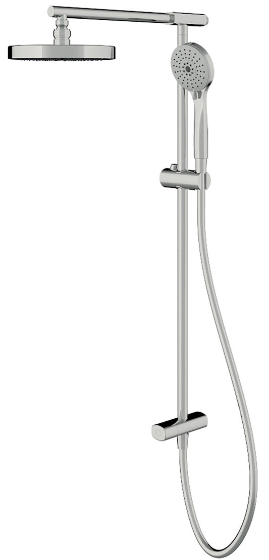 Rubinetterie Treemme 3M Zip IT 6370 CC ZZ ZZ Colonna Gruppo Doccia Multifunzione Con Deviatore Presa Acqua Alta Doccetta Rotonda ABS Flessibile PVC 1,5 Metri Soffione Tondo Ø Diametro 200 mm Montaggio Muro Finitura Cromata