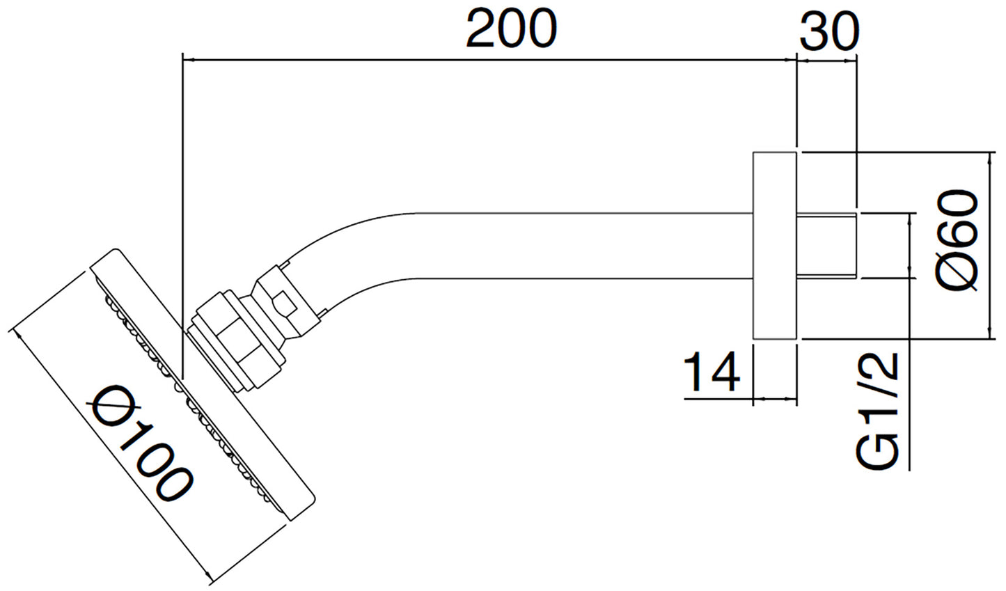 Rubinetterie Treemme 3M Zip IT 6570 CC ZZ ZZ Soffione Doccia A Parete Tondo In ABS Diametro 100 mm Anticalcare Con Braccio Doccia 200 mm Materiale Ottone Finitura Cromata 