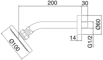 Rubinetterie Treemme 3M Zip IT 6570 CC ZZ ZZ Soffione Doccia A Parete Tondo In ABS Diametro 100 mm Anticalcare Con Braccio Doccia 200 mm Materiale Ottone Finitura Cromata 