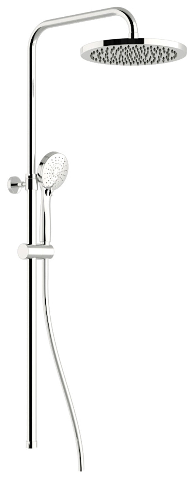 Rubinetterie Treemme 3M Zip RWIT 5060 CC 01 Colonna Gruppo Doccia Multifunzione Con Saliscendi Doccetta Rotonda ABS Flessibile PVC 1,5 Metri Soffione Tondo Ø Diametro 250 mm Montaggio Muro Finitura Cromata