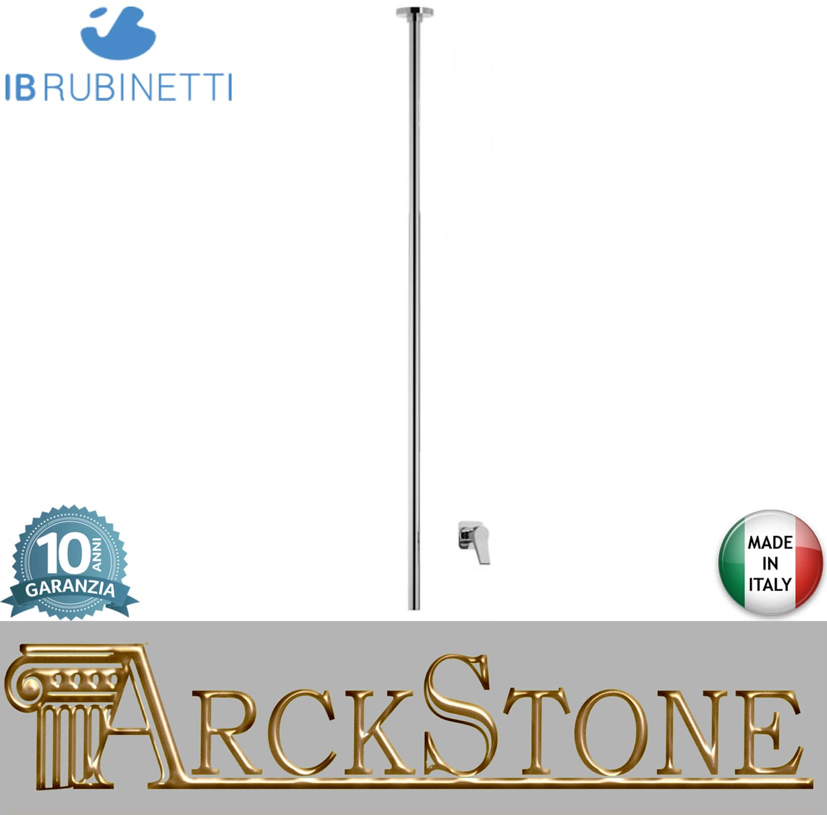 Miscelatore bocca da soffitto alimentata con comando remoto incluso marca IB rubinetti modello Twitter rubinetteria rubinetto ottone cromato fontana finitura cromo rivenditore autorizzato campania arredamento garanzia 10 anni qualità made in italy 