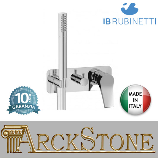Miscelatore doccia incasso tre vie con kit doccia integrato nella placca marca IB rubinetti modello Twitter rubinetteria rubinetto ottone cromato fontana finitura cromo rivenditore autorizzato campania arredamento garanzia 10 anni qualità made in italy