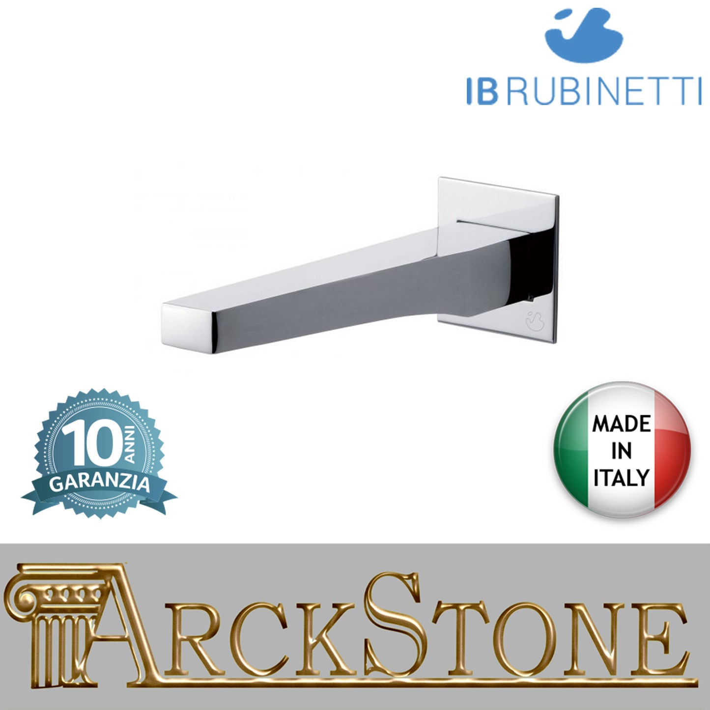 Bocca d'erogazione a parete marca IB rubinetti modello Twitter rubinetteria rubinetto ottone cromato fontana finitura cromo rivenditore autorizzato campania arredamento garanzia 10 anni qualità made in italy azienda certificata
