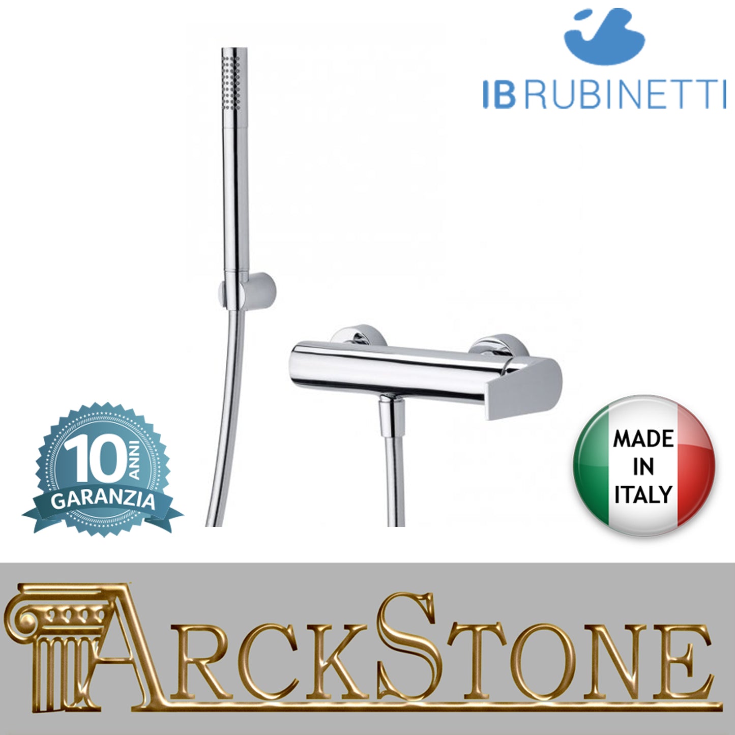 Miscelatore doccia a parete esterno completo di kit doccia marca IB rubinetti modello Twitter rubinetteria rubinetto ottone cromato fontana finitura cromo rivenditore autorizzato campania arredamento garanzia 10 anni qualità made in italy azienda