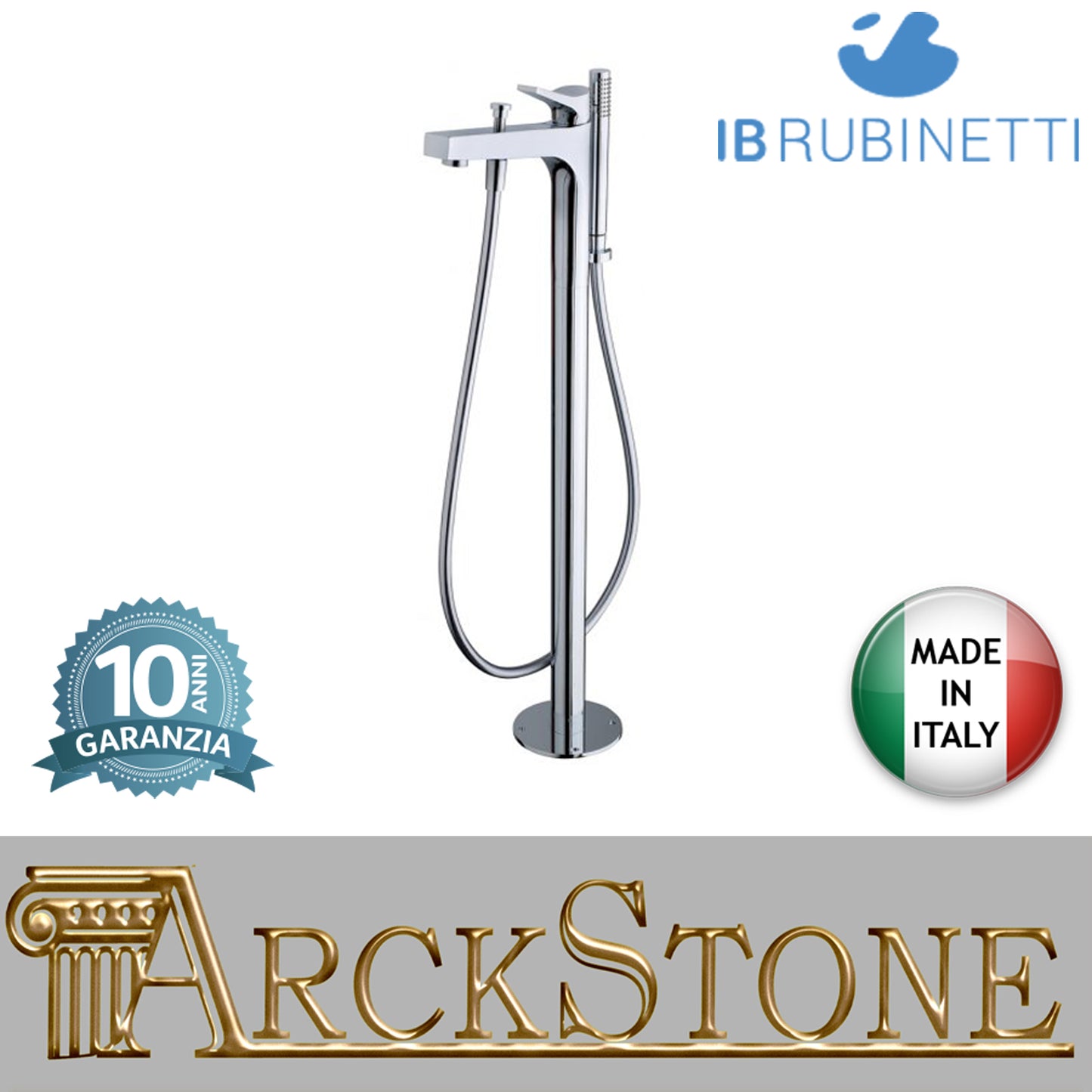 Miscelatore bordo vasca da terra completo di kit doccia marca IB rubinetti modello Twitter rubinetteria rubinetto ottone cromato fontana finitura cromo rivenditore autorizzato campania arredamento garanzia 10 anni qualità made in italy azienda certificata