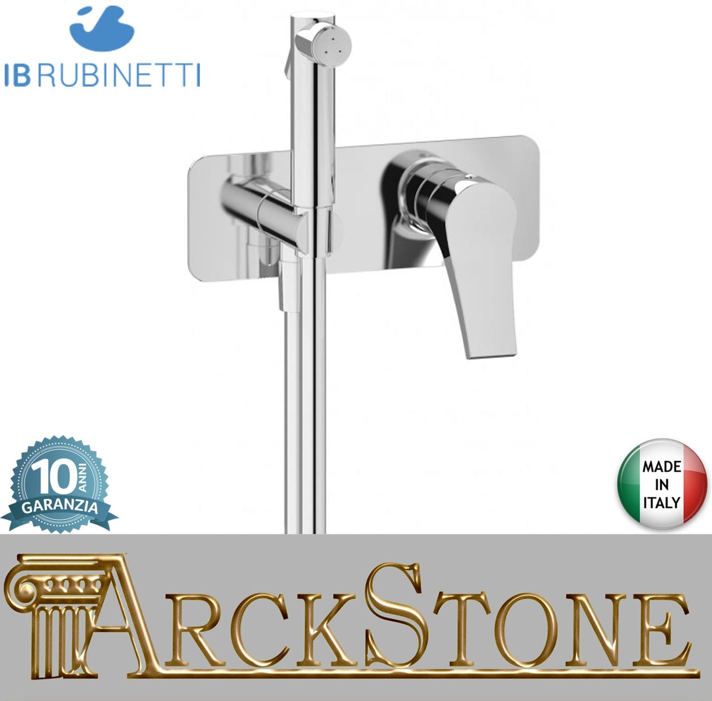 IB Rubinetti TWITTER Set Di Parti Esterne e Corpo ad Incasso A Muro Con Piastra Per Idroscopino Igienico Con Miscelatore Per WC Materiale Ottone Finitura Cromata