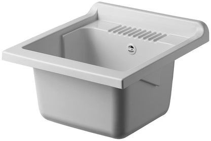 Negrari Magica Arredo Lavatoio Misura 45x50 L45 P50 H85 CM Bianco Lavapanni Interno Bagno Lavanderia Base Mobile Nobilitato Idrofugo Legno Vasca Lavabo Lavandino Lavello Resina Plastica Asse Pino Verniciato Sifone Piedi Anta Sportello Arrotondato Battente