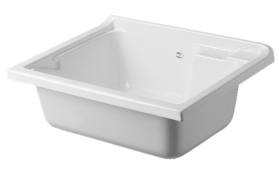 Negrari Classica Lavatoio Montato 75x60 L75 P60 H85 cm Bianco Con Cesto in Appoggio Mobile Nobilitato Idrofugo Vasca Polipropilene Termoformatura Grande Asse Pino Piedini Regolabili Anta Chiusura Rallentata Sportello Arrotondato Maniglia Piedini Cromati