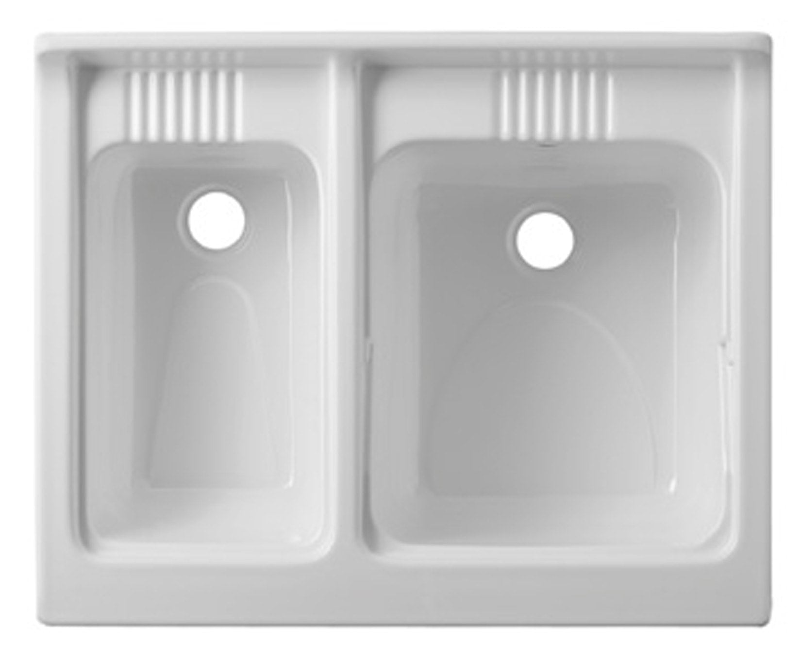 Negrari Eco Lavatoio Montato Misura 75x60 L75 P60 H85 CM Colore Olmo Interno Bagno Lavanderia Base Mobile Nobilitato Idrofugo Legno Vasca Bivasca 2 Vasche Polipropilene Asse Pino Verniciato Piedini Regolabili Ante Battenti Economico Qualità Medio Alta