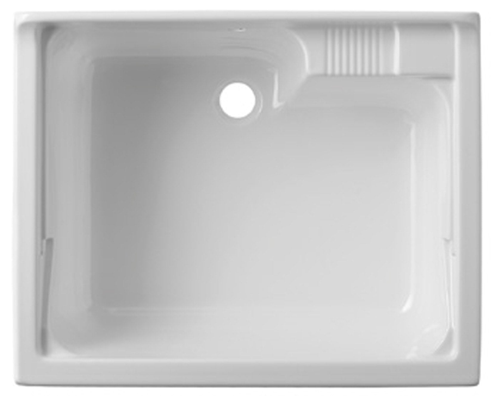 Negrari Eco Lavatoio Montato Misura 75x60 L75 P60 H85 CM Colore Olmo Interno Bagno Lavanderia Base Mobile Nobilitato Idrofugo Legno Vasca Intera Grande Polipropilene Asse Pino Verniciato Piedini Regolabili Ante Battenti Economico Qualità Medio Alta