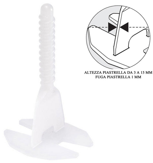 Raimondi Levelling System RLS 100 Viti Basi Vite per piastrelle con Altezza da 3 a 15 mm e per Fuga da 1 mm 