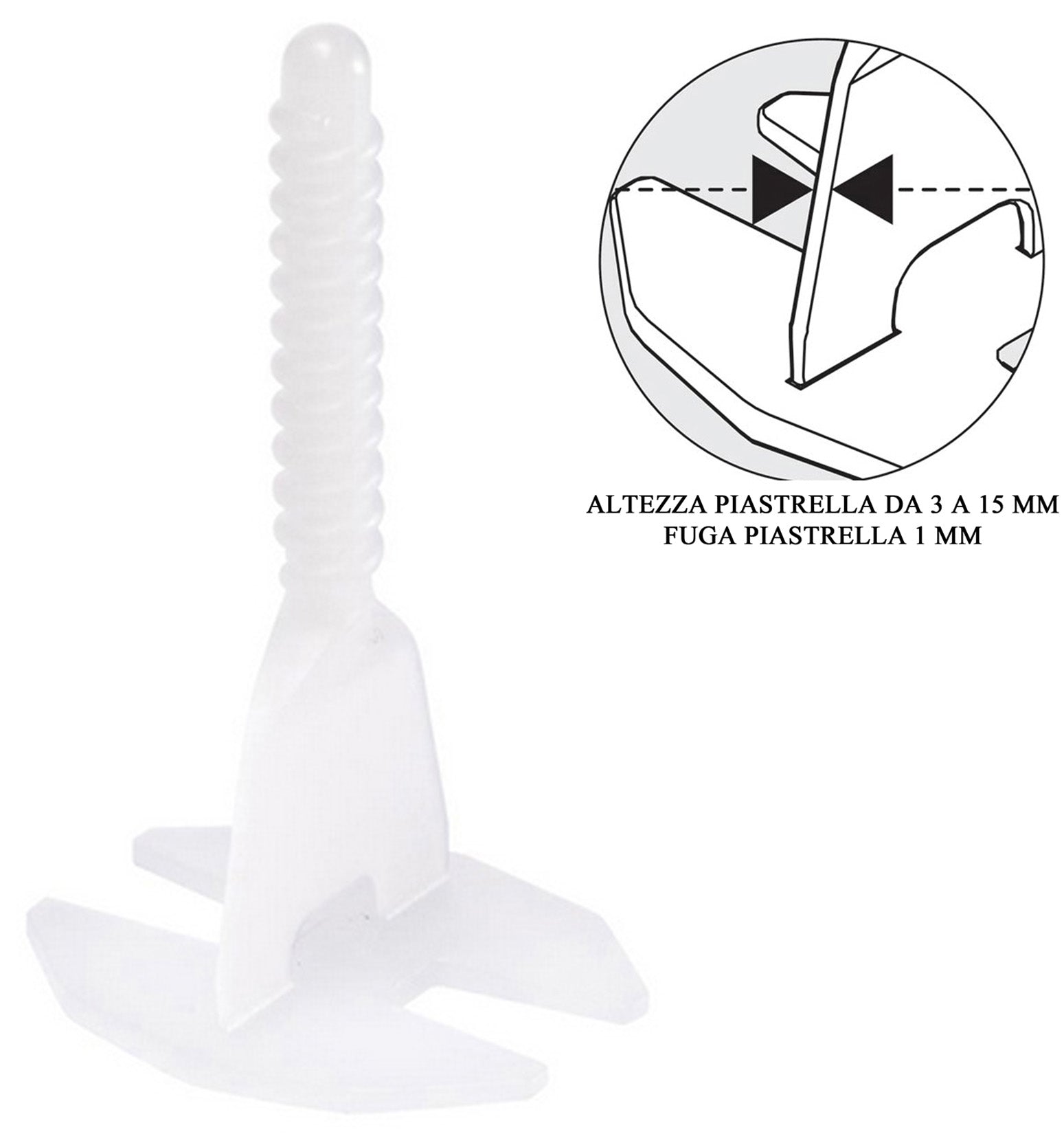 1000 Viti Basi Raimondi Raimondi Levelling System RLS Vite per piastrelle con Altezza da 3 a 15 mm e per Fuga da 1 mm + 400 Ghiere