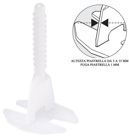 1000 Viti Basi Raimondi Raimondi Levelling System RLS Vite per piastrelle con Altezza da 3 a 15 mm e per Fuga da 1 mm + 400 Ghiere