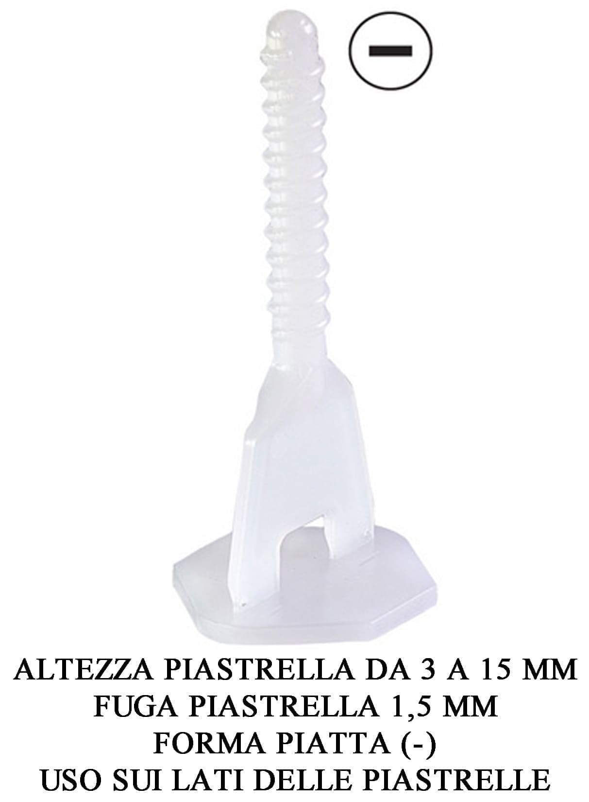Raimondi RLS Levelling System 3000 Viti Basi Flat Piatta Forma Meno - Per Piastrelle Con Spessore Altezza da 3 a 15 mm e Fuga da 1,5 mm
