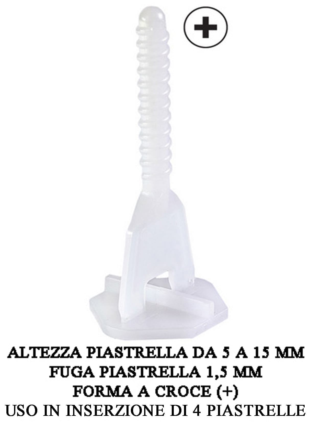 Raimondi RLS Levelling System 300 Viti Basi Forma a Croce + Per X Per Piastrelle Con Spessore Altezza da 5 a 15 mm e Fuga da 1,5 mm