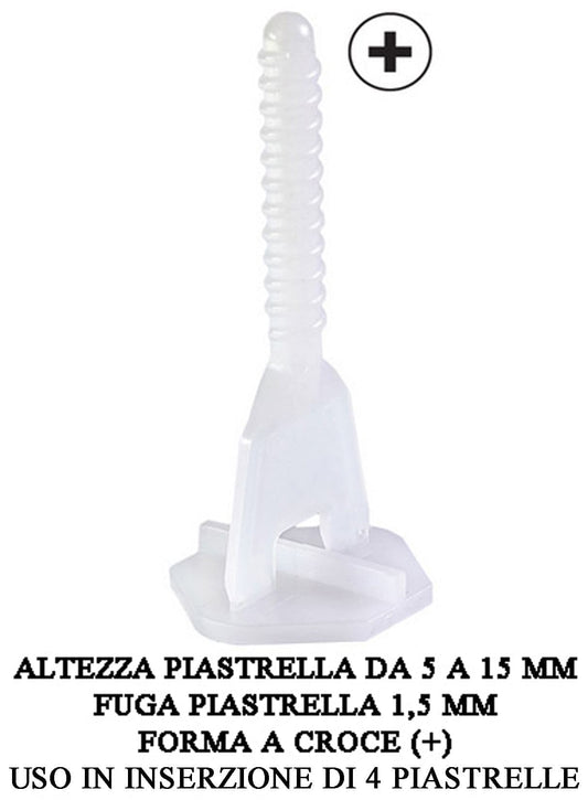 Raimondi RLS Levelling System 300 Viti Basi Forma a Croce + Per X Per Piastrelle Con Spessore Altezza da 5 a 15 mm e Fuga da 1,5 mm