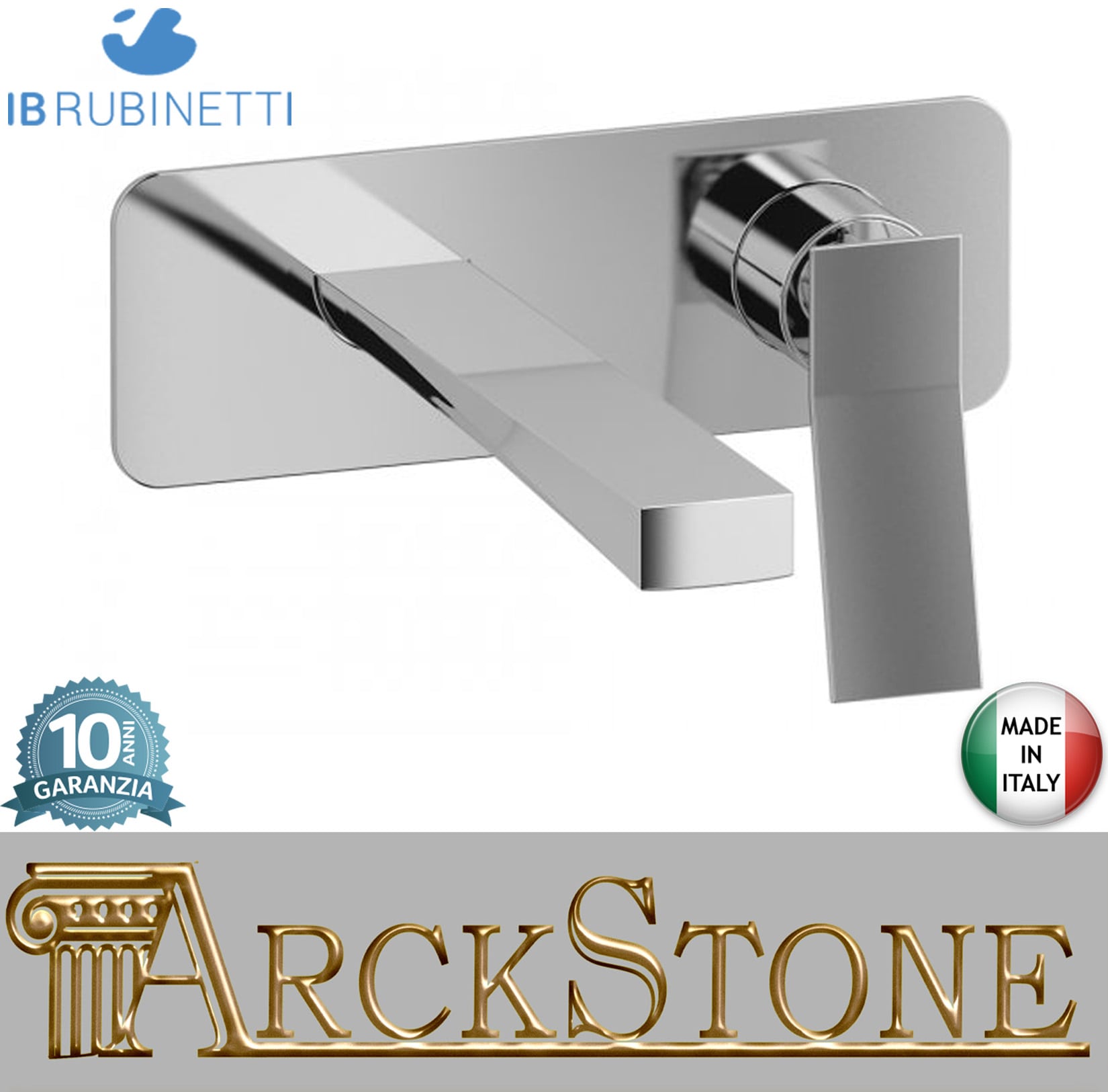 Miscelatore lavabo a parete completo di piletta di scarico click-clack marca IB rubinetti modello Wave rubinetteria classica rubinetto ottone cromato fontana finitura rivenditore autorizzato campania arredamento garanzia 10 anni azienda made in italy