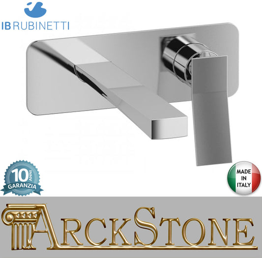 Miscelatore lavabo a parete completo di piletta di scarico click-clack marca IB rubinetti modello Wave rubinetteria classica rubinetto ottone cromato fontana finitura rivenditore autorizzato campania arredamento garanzia 10 anni azienda made in italy