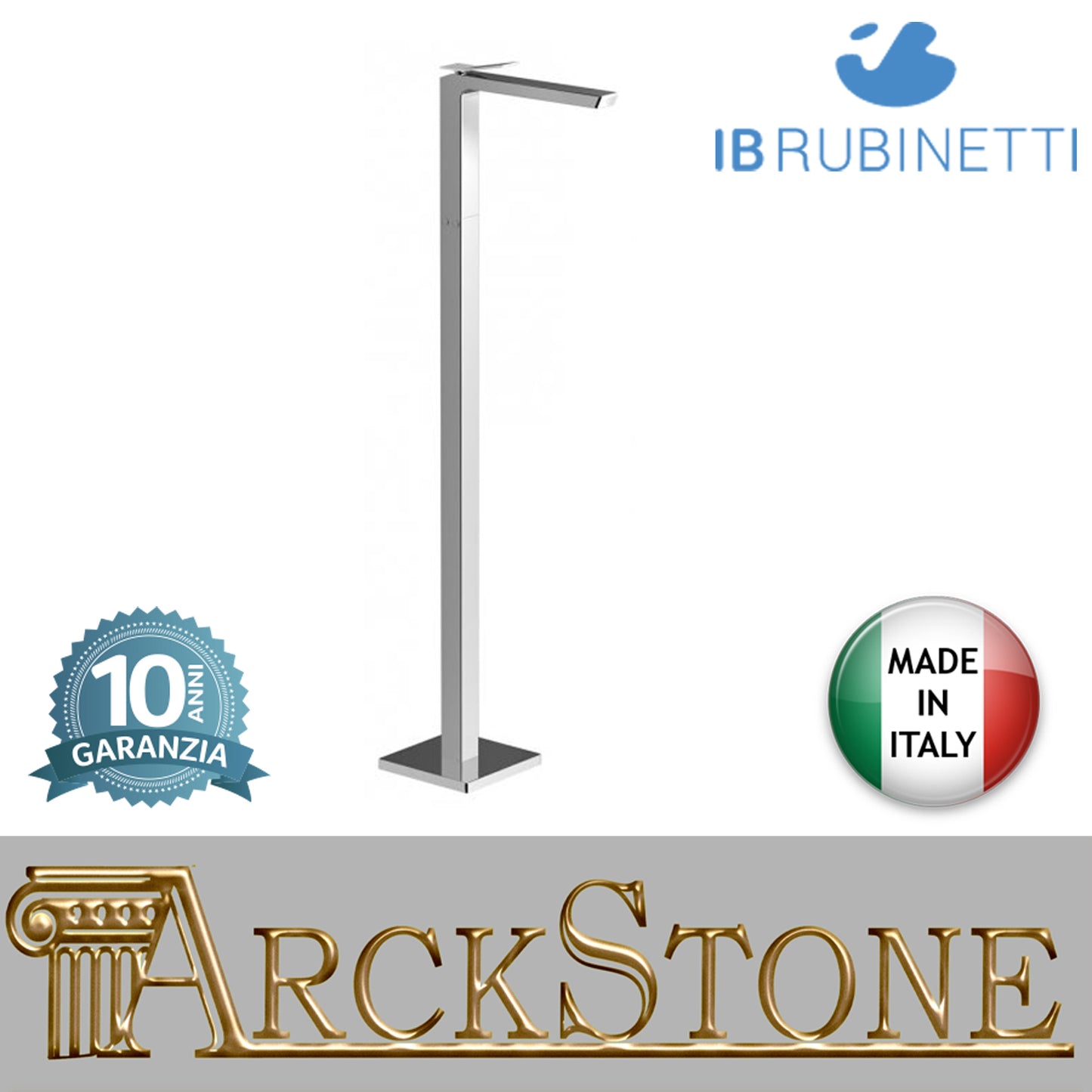 Miscelatore lavabo a colonna da terra marca IB rubinetti modello Wave rubinetteria classica rubinetto ottone cromato fontana finitura cromo rivenditore autorizzato campania arredamento garanzia 10 anni azienda certificata made in italy