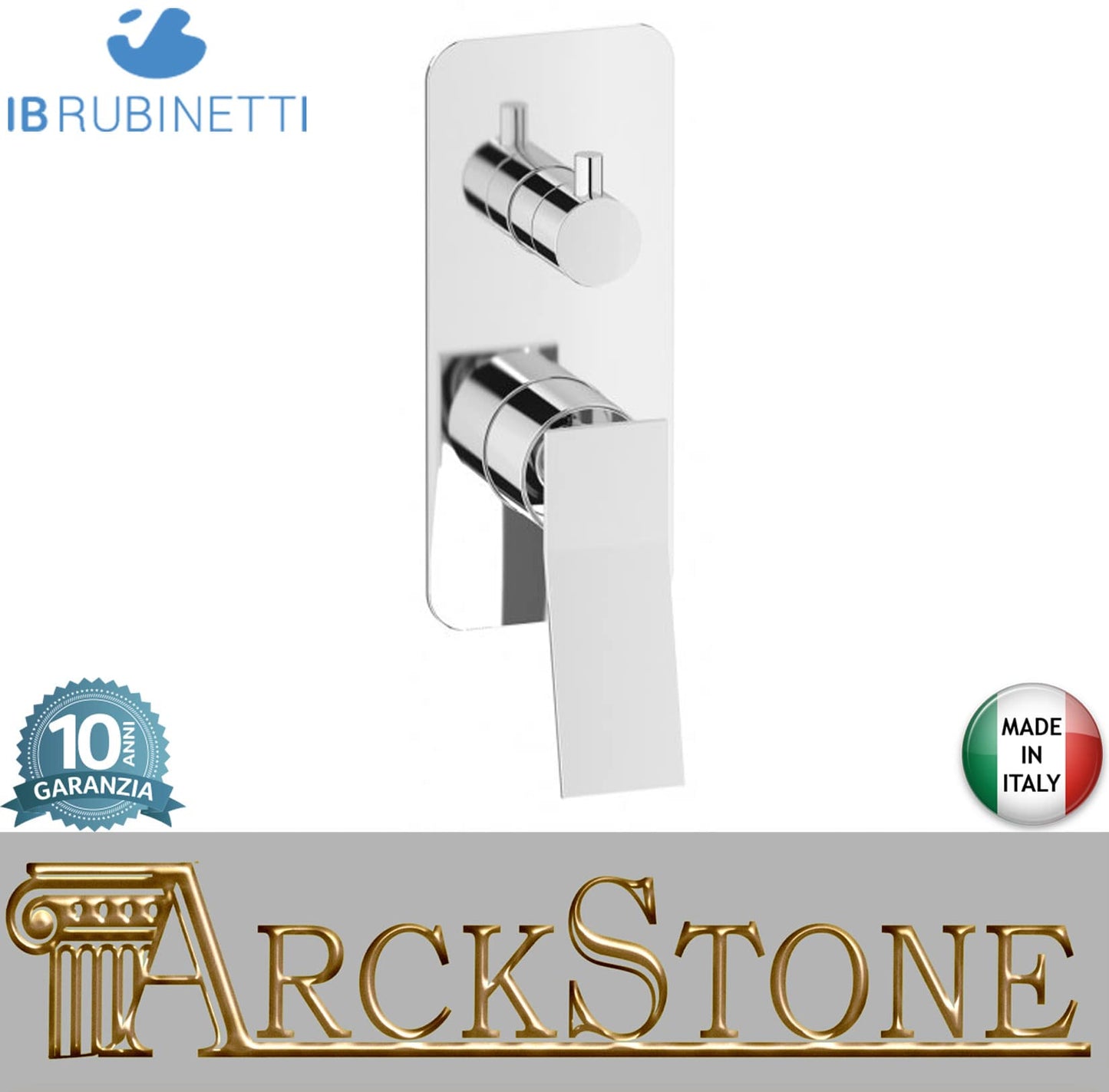 Miscelatore doccia incasso tre vie completo marca IB rubinetti modello Wave rubinetteria classica rubinetto ottone cromato fontana finitura cromo rivenditore autorizzato campania arredamento garanzia 10 anni azienda certificata made in italy