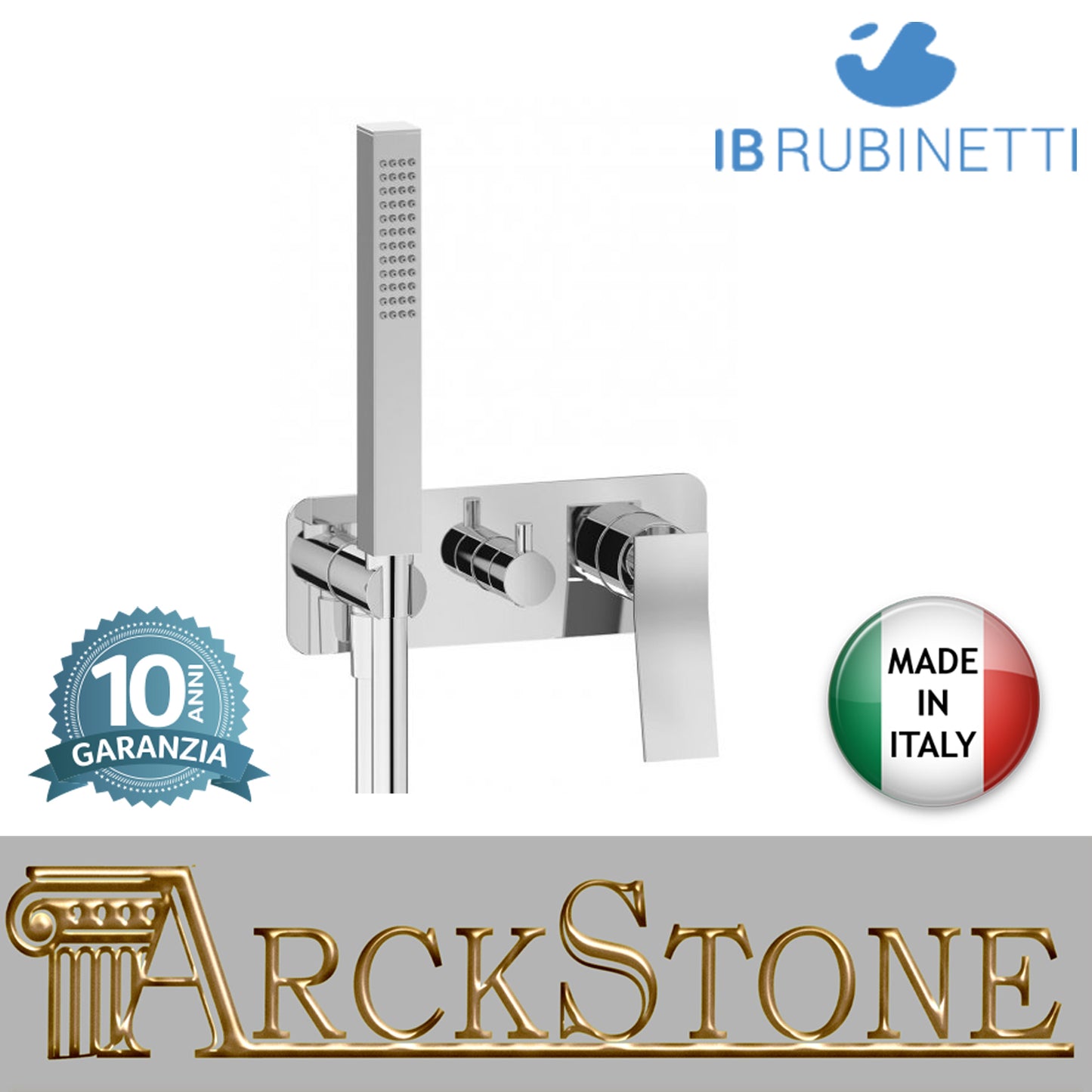 Miscelatore doccia incasso tre vie con kit doccia integrato nella placca marca IB rubinetti modello Wave rubinetteria classica rubinetto ottone cromato fontana finitura rivenditore autorizzato campania arredamento garanzia 10 anni azienda certificata