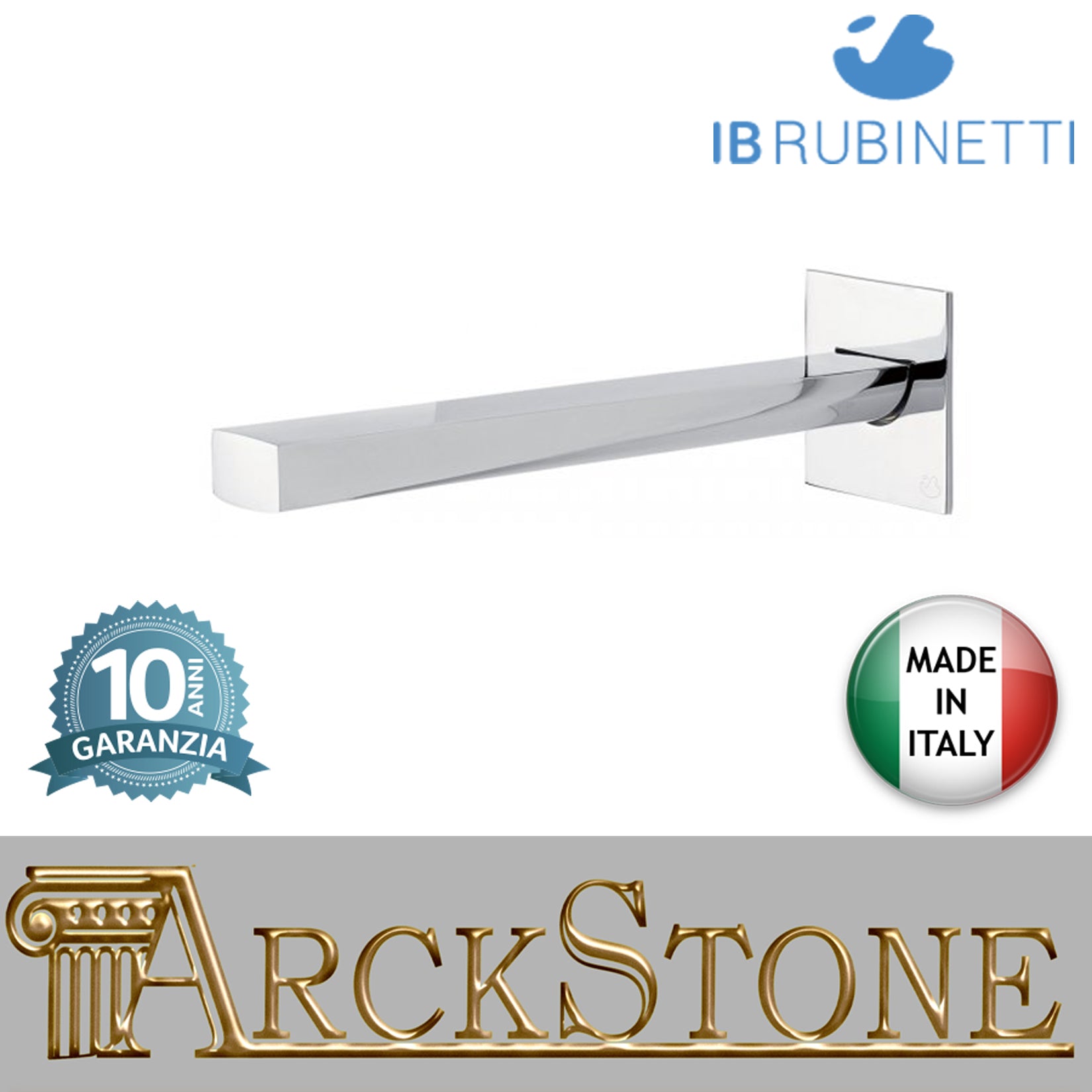 Bocca d'erogazione a parete marca IB rubinetti modello Wave rubinetteria classica rubinetto ottone cromato fontana finitura cromo rivenditore autorizzato campania arredamento garanzia 10 anni azienda certificata qualità made in italy