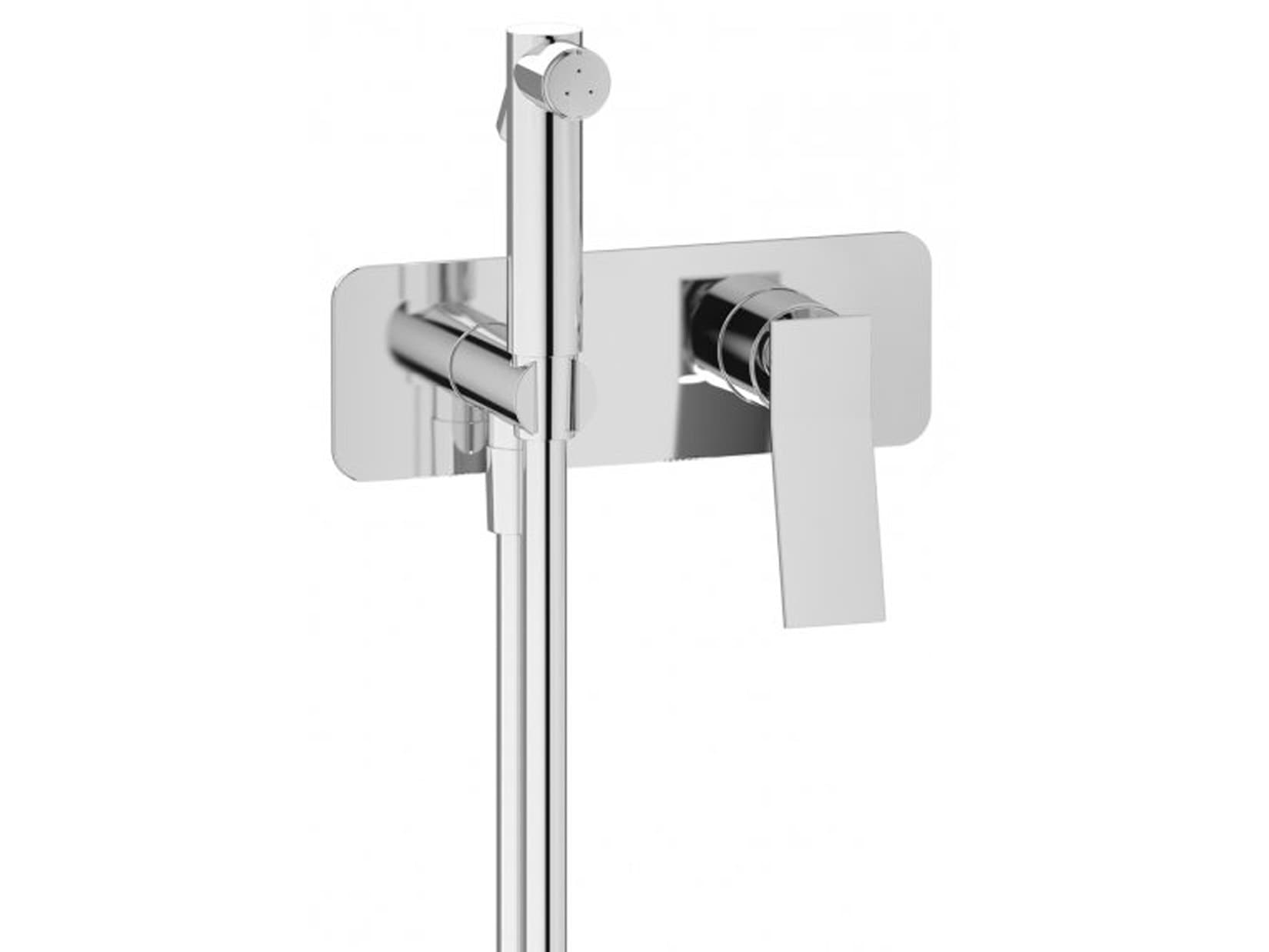 IB Rubinetti WAVE Set Di Parti Esterne e Corpo ad Incasso A Muro Con Piastra Per Idroscopino Igienico Con Miscelatore Per WC Materiale Ottone Finitura Cromata