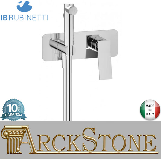 IB Rubinetti WAVE Set Di Parti Esterne e Corpo ad Incasso A Muro Con Piastra Per Idroscopino Igienico Con Miscelatore Per WC Materiale Ottone Finitura Cromata